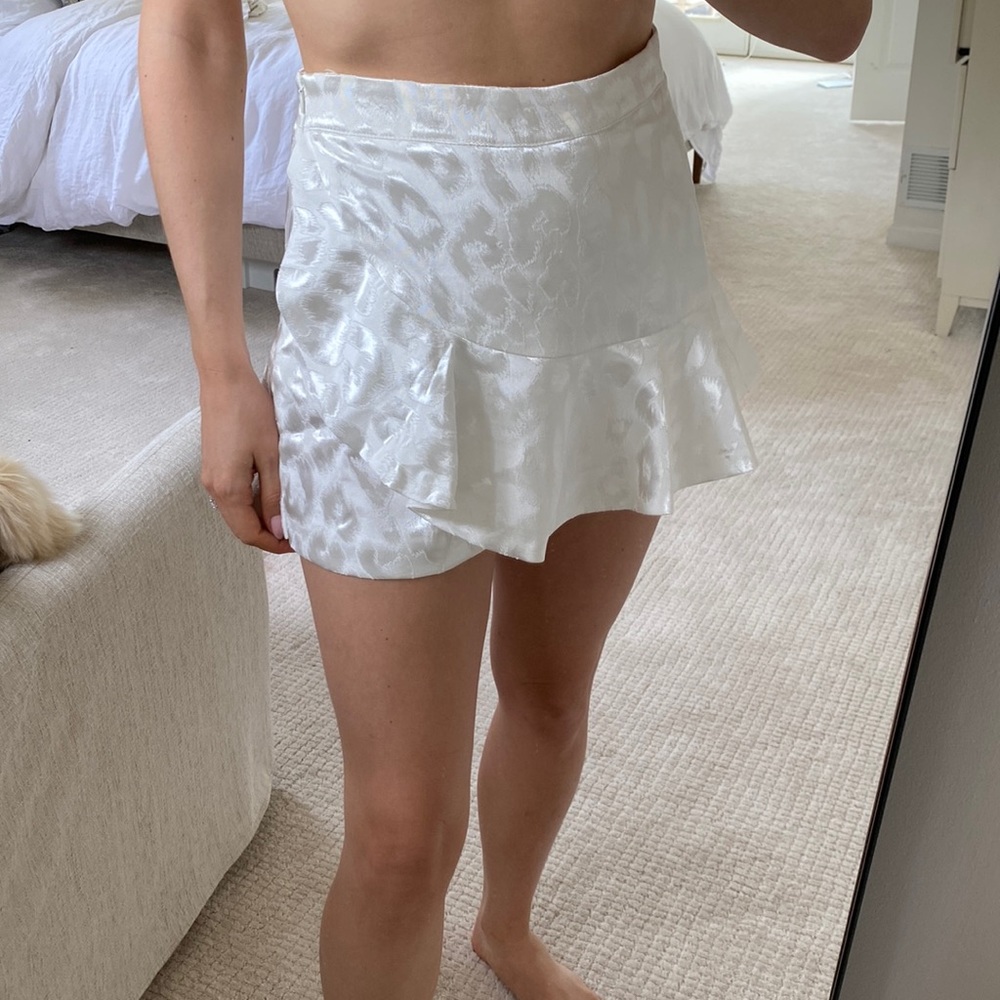 White satin Leopard Skort